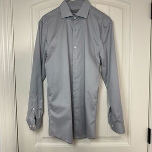 Perry Ellis Gray Dress Shirt Professional Pointed Collar Slim Fit